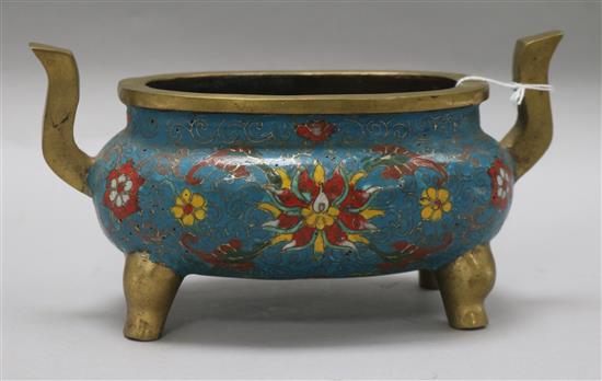 A Chinese oblong cloisonne enamel censer